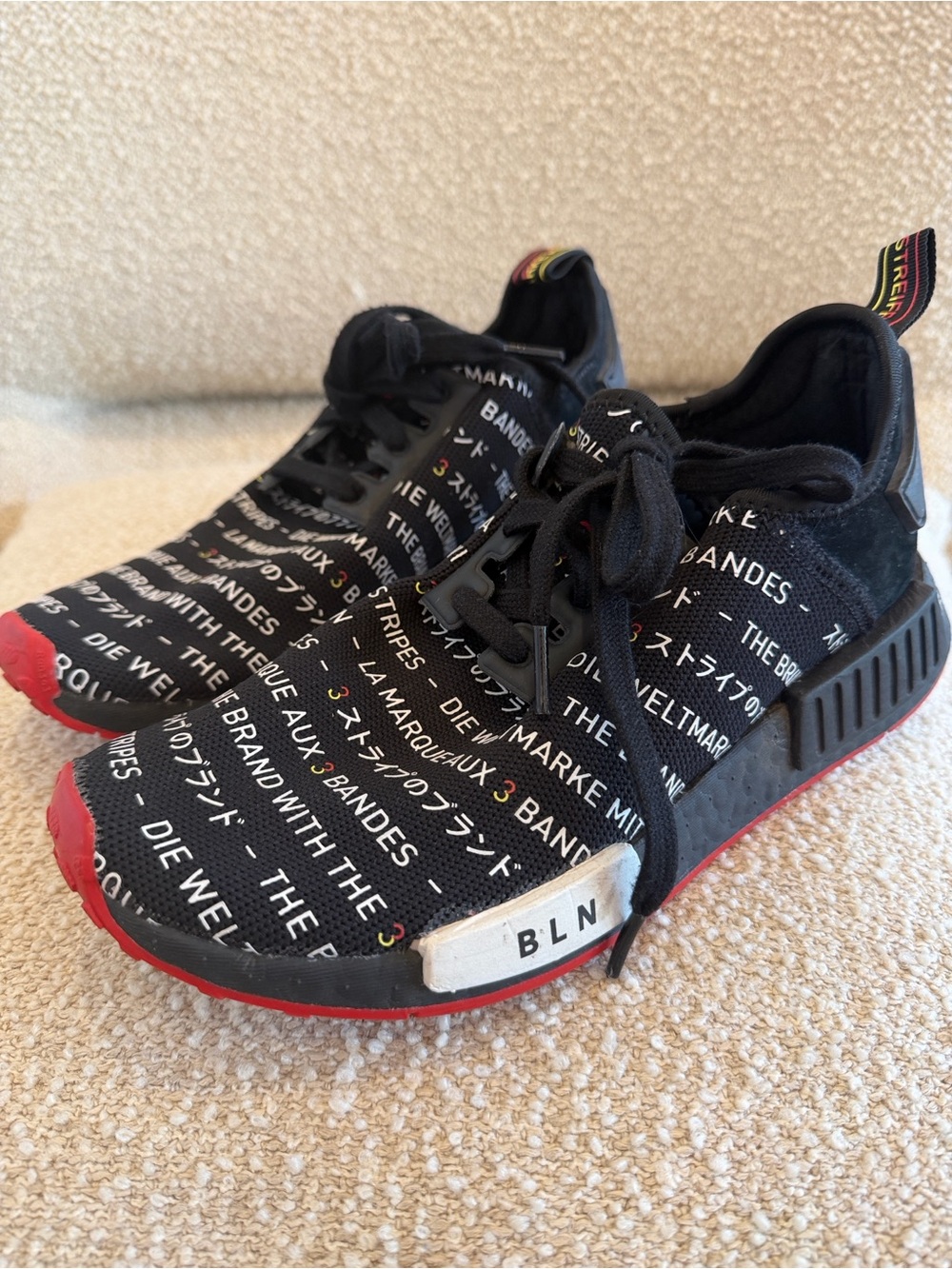Adidas NMD R1 Berlin Black Sneakers-Size 6.5-EUC